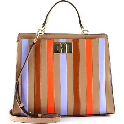 Afbeelding van FURLA Leren Handtas Schoudertas 1927 Mini Top Handle Bag Toni Greige Veelkleurig