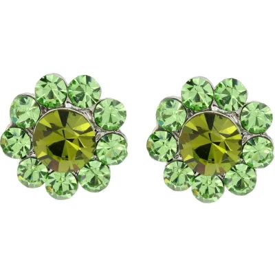 Afbeelding van Behave Vintage oorstekers bloem met groene steentjes
