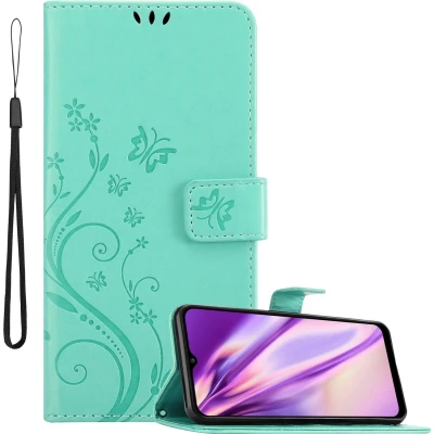 Afbeelding van Cadorabo Hoesje geschikt voor Samsung Galaxy A03s in Bloemen TURKOOIS Beschermhoes Case Cover magnetische