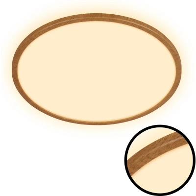 Afbeelding van Briloner Tava Wood LED Plafondlamp 7451314 Indirect licht Vlak Houten toepassing Warm wit Ø42 x 3 cm look
