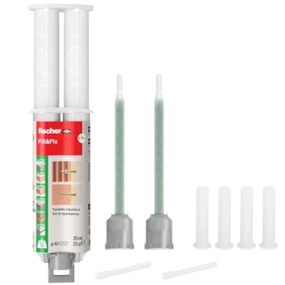 Afbeelding van Fischer Fill and Fix reparatie van pluggaten, meubelscharnieren en bevestigingen aan muur hout, 2 componenten hars, 51098