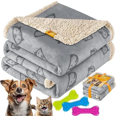 Afbeelding van Lovpet® Waterdichte hondendeken, fleece huisdierdeken, kattendeken + 3 x kauwbotten, voor middelgrote en grote honden, katten, 152 127 cm, XL, machinewasbaar