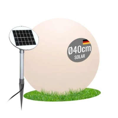 Afbeelding van 8 seasons design Shining Globe lamp op zonne energie Ø 40 cm, wit, incl. zonnepaneel en LED lampen in warm zonnelamp voor buiten binnen