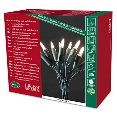 Afbeelding van Konstsmide 6310 120 Mini lichtketting Binnen Energielabel: G (A G) werkt op het lichtnet Aantal lampen 140 LED Warmwit Verlichte lengte: 13.9 m Dimbaar,