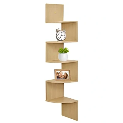 Afbeelding van Greenco Wandhouder, 5 etages, hoekplanken, espresso afwerking