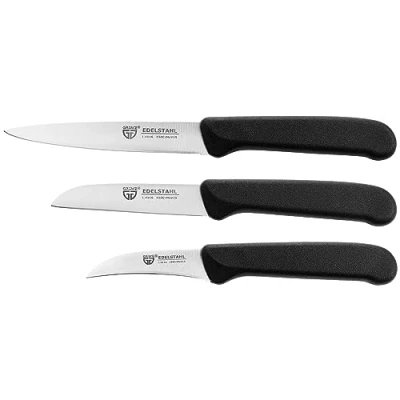 Afbeelding van GRÄWE Fruitmessen en groentemessen, 3 delige set, kleine keukenmessenset, schilmes, roestvrij staal, zwart, super scherp geslepen
