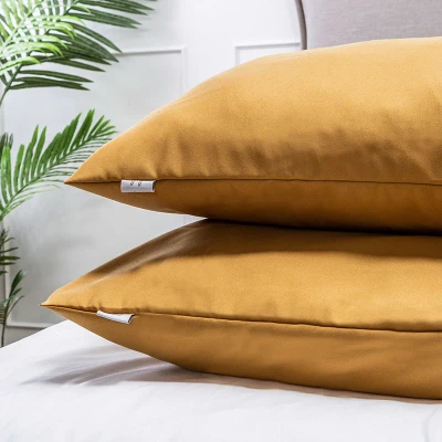 Afbeelding van Kussenslopen Luna Uni: 2 PACK Effen Okergeel Bedding Dekbed Discounter.nl