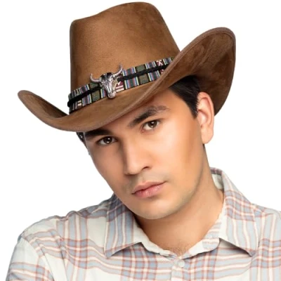 Afbeelding van Boland party Carnaval verkleed cowboy hoed Rodeo bruin volwassenen polyester Verkleedhoofddeksels