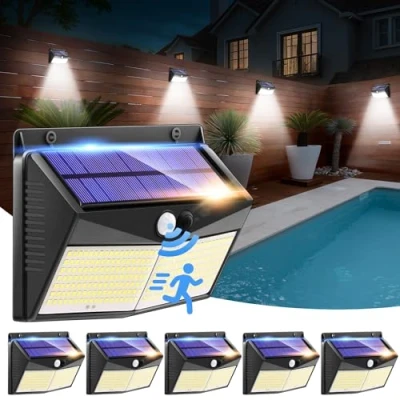 Afbeelding van One Fire solarlampen voor buiten, 6 stuks, 248 leds en 2000 lumen, met bewegingsmelder, 3 modi &amp; Ip 65 buitenlamp op zonne energie 1200 mAh zonnelamp