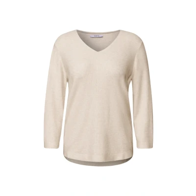 Afbeelding van Cecil Vneck Trui, Dames, Maat: Large, Beige