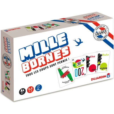 Afbeelding van Dujardin Mille Bornes Le Grand Classique gezelschapsspel kaartspel bereik eerst de 1000 grenzen om met familie of vrienden te spelen 2 tot 8 spelers vanaf 6 jaar