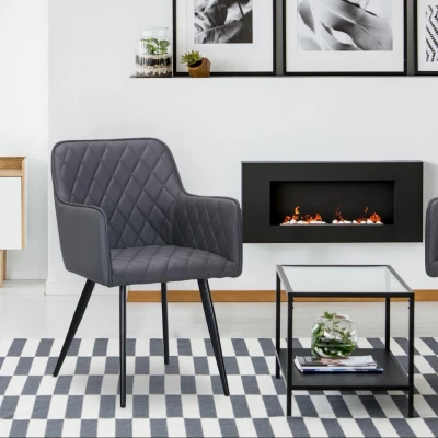 Afbeelding van Set van 2 grijze Clark Simili stoelen Menzzo