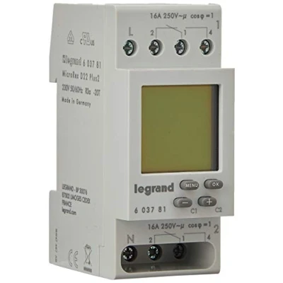 Afbeelding van LEGRAND, MicroRex D22 Plus 2, digitale weektimer, 2 kanalen, modulair voor DIN rail, 230 V &amp; 4000 W, 28 programma&#039;s, nauwkeurigheid +/ 1 sec/dag, kortste schakeltijd: min, 9 x 3 603781