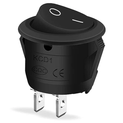 Afbeelding van Bolatus tuimelschakelaar, rond, ON/OFF, klikbaar met zelfvergrendeling, ronde schakelaar, 10A/125V, 6A/250V, voor auto, boot, huishoudelijke apparaten, zwart, 10 stuks
