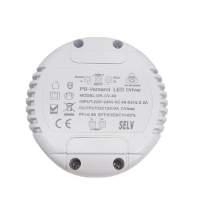Afbeelding van LED transformator 12V DC 1 40 Watt (rond) voeding driver zonder minimale belasting
