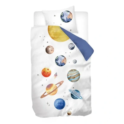 Afbeelding van Snoozing Artuno Dekbedovertrek Eenpersoons 140x200/220 cm + 1 sloop) Wit/Blauw