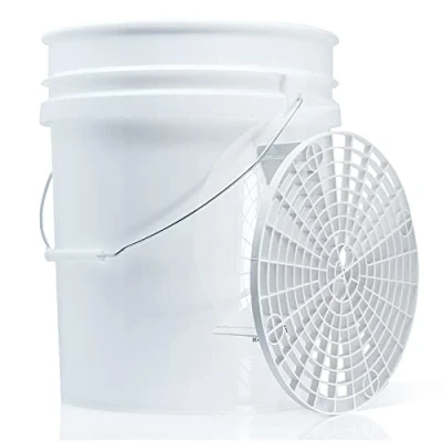 Afbeelding van detailmate Black&amp;White Magic Bucket wasemmer, 20 liter, 5 vuilzeef, emmerinzet wit, accessoires voor professionele autohandwas, ideaal autowas, motorwas, autoverzorging
