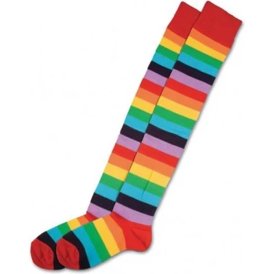 Afbeelding van Rainbow over the knee socks Fel gekleurde Regenboog kousen gestreept