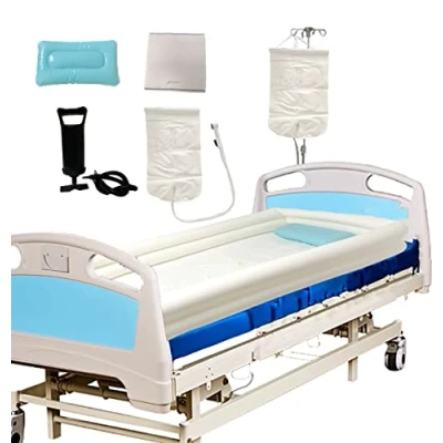 Afbeelding van HWIN Opblaasbare douche badkuip kits, volwassen bad wastafel douchesysteem bed assistent hulp voor bedlegerige gehandicapten ouderen met luchtpomp
