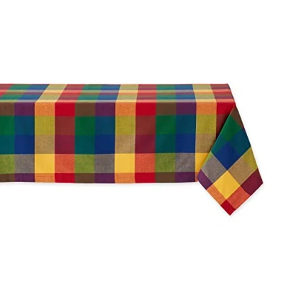 Afbeelding van DII 70&quot; Round Cotton Tablecloth Red &amp; White Check Perfect for Fall