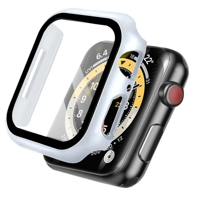 Afbeelding van Apple Watch 45 mm Hoes: iMoshion Full Cover Hardcase Zilver Kunststof Smart Covers
