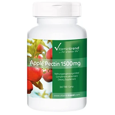 Afbeelding van Appelpectine 1500mg 300 tabletten Made in Germany veganistisch natuurlijke vezels Vitamintrend®