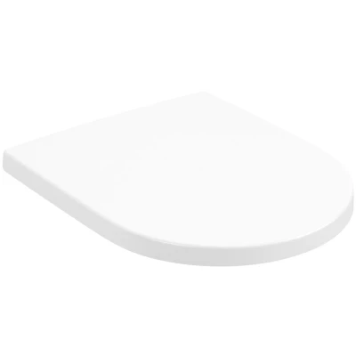 Afbeelding van Villeroy en boch subway 3 0 closetzitting ovaal roestvrij staal scharnieren stone white ceramicplus 8m4261rw