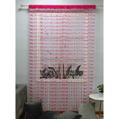 Afbeelding van ZiDeTang Acryl kralen deurgordijn decor kwastje kamer scheidingsgordijn (roze, 100 cm bij 195 cm)