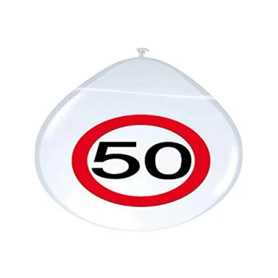 Afbeelding van Ballon 50 jaar Verkeersbord 8 stuks
