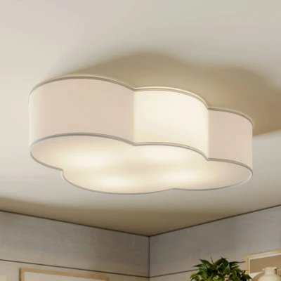 Afbeelding van TK Lighting Plafondlamp Cloud, wit, textiel, lengte 62 cm, E27, 4 lamps.