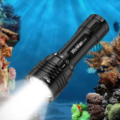Afbeelding van Wurkkos DL30 duiklamp, 3600 lumen, duikzaklamp, oplaadbaar, IPX8 waterdicht, 3 x Samsung LH351D led onderwaterzaklamp met 1 5000 mAh, 21700 accu en oplader