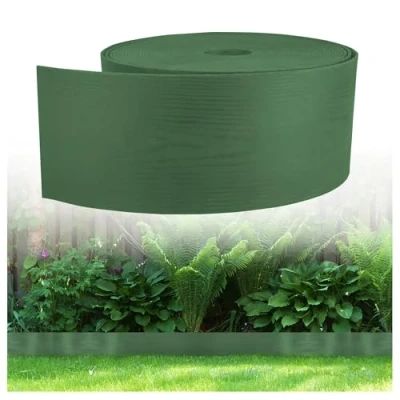 Afbeelding van GARDENIX Flexibele houtlook WoodBorder gazonrand perkomranding kunststof lengte 10m, hoogte 13 cm, groen