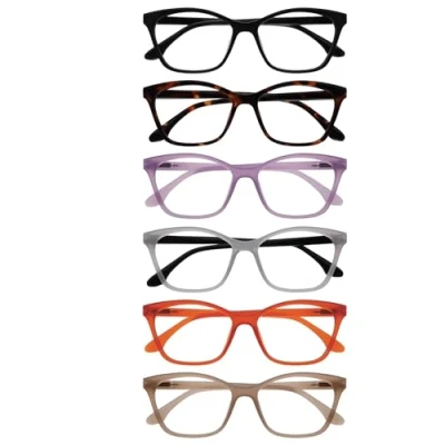 Afbeelding van OPULIZE KAT Leesbril 6 Pack Kattenoog Montuur Zwart, Bruin, Paars, Grijs, Oranje, Taupe Heren &amp; Dames Veerscharnieren RRRRRR59 1257GU +1.50