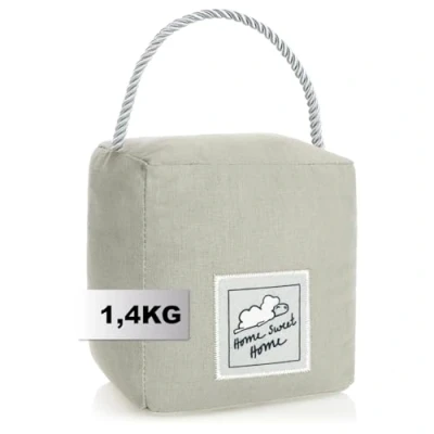 Afbeelding van COM FOUR® deurstopper met handgreep, zware deurvastzetter, functioneel woonaccessoire, stopper voor ramen en deuren, ideaal bij tocht (Hoekig lichtgrijs)