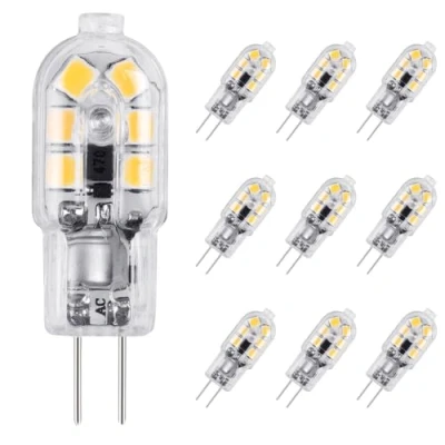Afbeelding van Vicloon G4 LED lamp, set van 10 lampen lampen, transparant, warm wit, 2 W, 130 lm, vervanging voor 15 W halogeenlampen, 12 V AC/DC, 3000 K, 360 graden stralingshoek gloeilamp