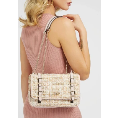 Afbeelding van GUESS Adam Dames Crossbody tasSchoudertas Kunstleer Goudkleurig