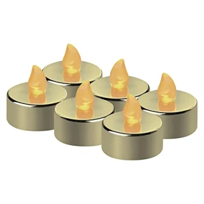 Afbeelding van EMOS Led theelichtjes, goud, 6 stuks, vlamloze kaarsen met flikkereffect, decoratie voor Kerstmis, kerstboom, Allerheiligen, IP20 binnen, batterij, warmwit, DCCV13