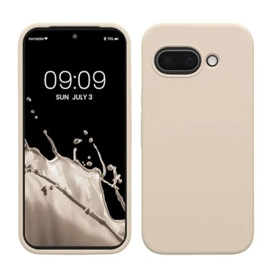 Afbeelding van kwmobile telefoonhoesje geschikt voor Google Pixel 9a Hoesje met siliconen coating Smartphone case in crème