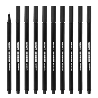 Afbeelding van Westcott fineliner E 737760 00 zwart, 10 stuks, stuks premium met 0,4 mm lijndikte, nauwkeurige lijngeleiding, metalen omzoomde punt, sneldrogende inkt op waterbasis,