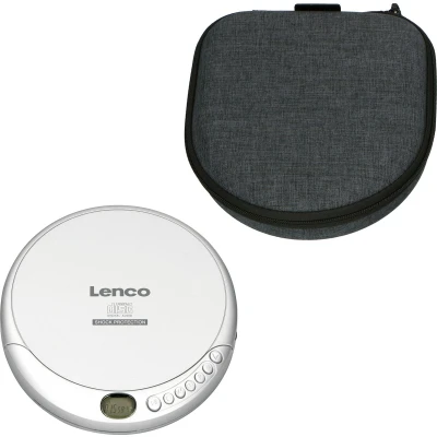 Afbeelding van Lenco CD 201SI + PBC 50GY Discman met Opbergcase inclusief Powerbank Zilver/Grijs