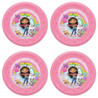 Afbeelding van Procos Plastic Gabbys Poppenhuis bord, 4 stuks, herbruikbaar, feestservies voor verjaardag of themafeest