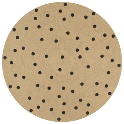 Afbeelding van vidaXL Vloerkleed handgemaakt met print polkadot 150 cm jute