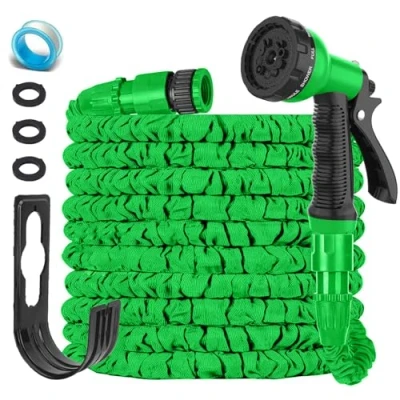 Afbeelding van LINGKY Uitbreidbare tuinslang van 25 meter flexibele waterslang met 3/4 &quot;, 1/2&quot; fittingen, uitbreidende magische slang, 8 functies sproeikop, latexkern, anti lekkage