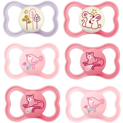 Afbeelding van MAM Day &amp; Night Air Silicone fopspeen 6 16 Mo. // Set van incl. 3 steriliserende trasportboxen