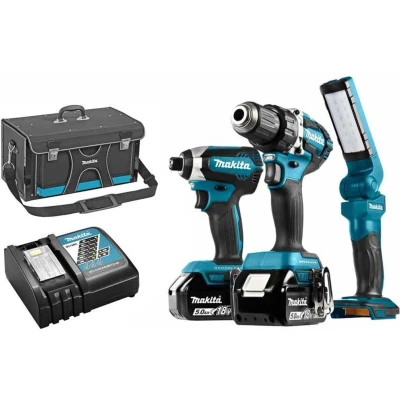 Afbeelding van Makita DLX3090T 18v 5.0Ah Combiset accuboormachine DDF484 en slagschroevendraaier DTD153 + Lamp DML801