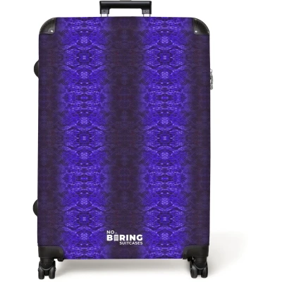 Afbeelding van NoBoringSuitcases.com® Koffer groot Reiskoffer lichtgewicht Paars blauw slangenhuid met symmetrische schubstructuur Rolkoffer 4 wielen Grote trolley XL 98 liter bagage