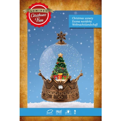 Afbeelding van Luxe Waterspinner Schudbol met Kerstboom 19 cm Muziek en LED