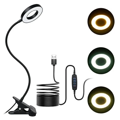 Afbeelding van URAQT Leeslamp, LED Bureaulamp, Bureaulamp Met 3 Lichtmodi en 11 Helderheidsniveaus, 360 Flexibele Klemlamp Voor Leeslicht, Kantoor of Leren