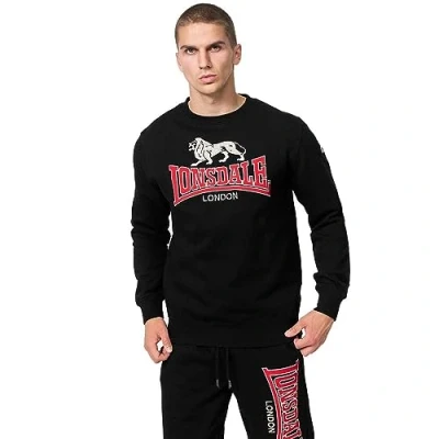 Afbeelding van Lonsdale Rundhals Normale Passform Lawins Sweater, Heren, Maat: Large, Black red grey