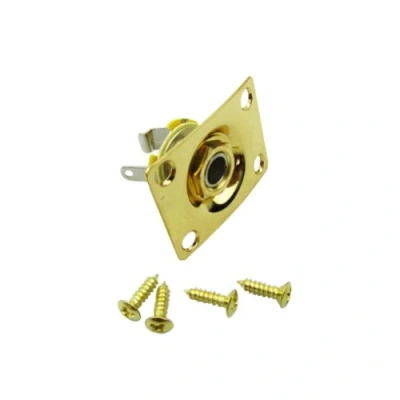 Afbeelding van Musiclily 6.35mm Rechthoek Loaded Jack Plate Mono Output voor Les Paul Tele Elektrische Gitaar, Goud